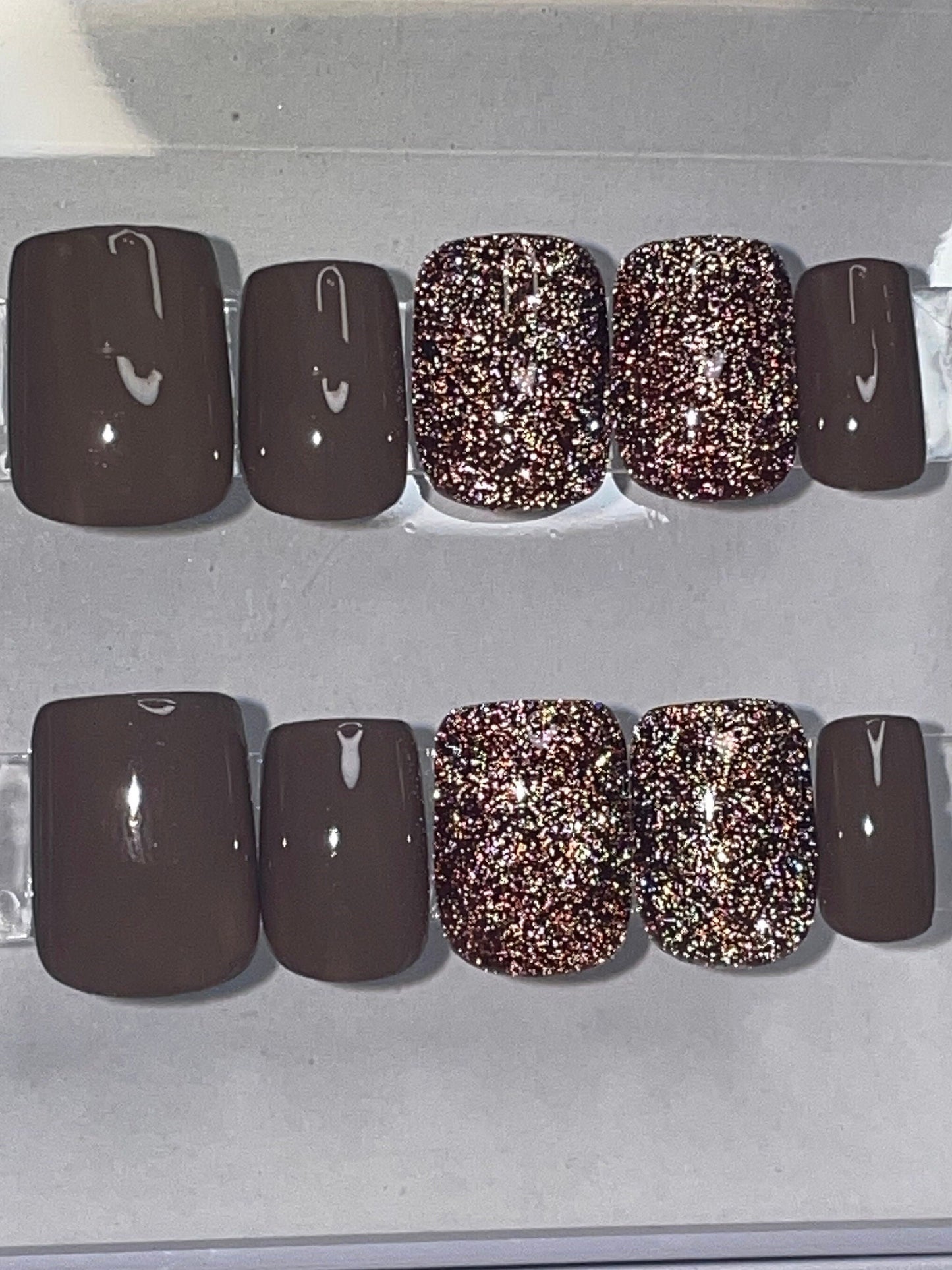 Root Beer || Fall Nails || Luxury Press On Nails | Reusable | Hand Painted | Made by WitchyWonders&Wares