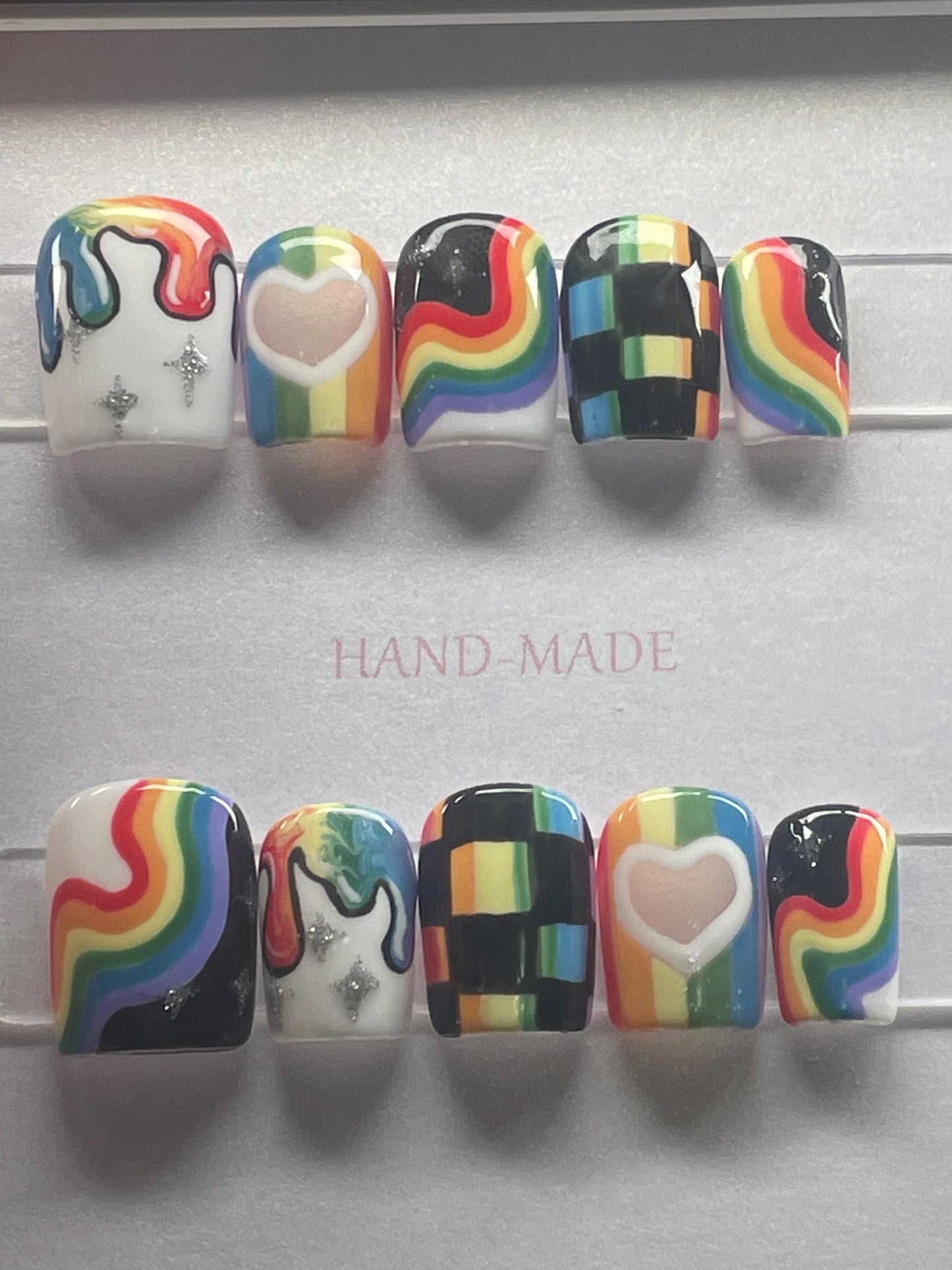 Pride || Luxury Press On Nails | Reusable | Hand Painted | Made by WitchyWonders&Wares