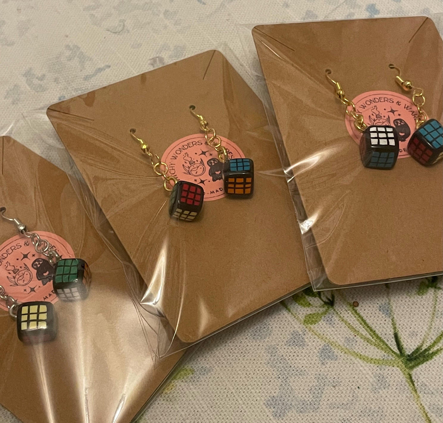 Rubiks Cube Earrings || Cute/Funny Earrings || Handmade by WitchyWonders&Wares