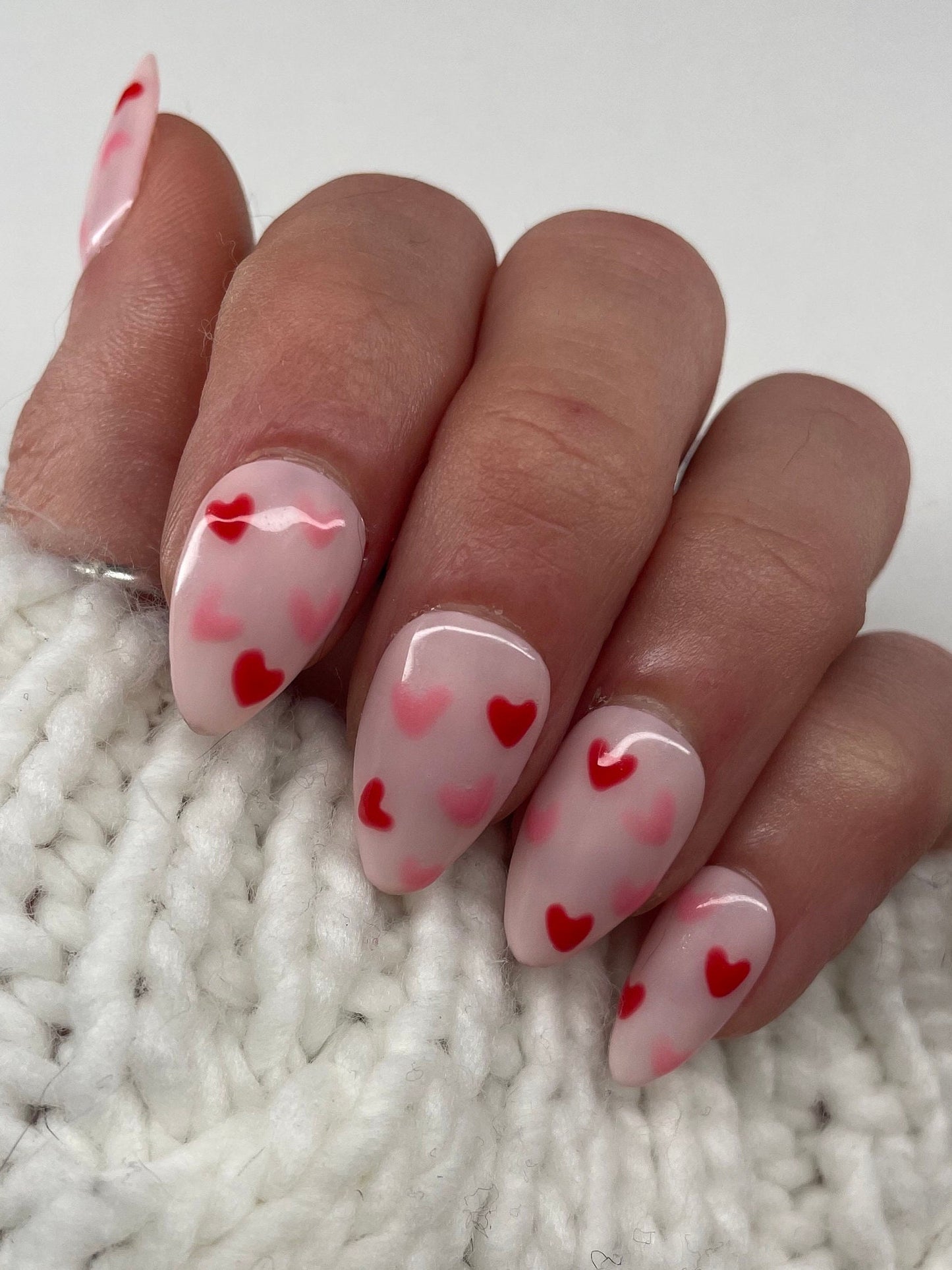 Glow Hearts || Valentine’s Day Nails || Glow in the Dark || Luxury Press On Nails | Reusable | Hand Painted | Made by WitchyWonders&Wares