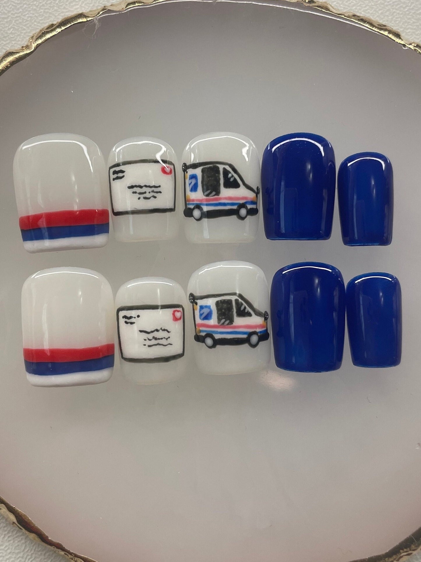 Mail Nails || Glow In The Dark || Luxury Press On Nails | Reusable | Hand Painted | Made by WitchyWonders&Wares