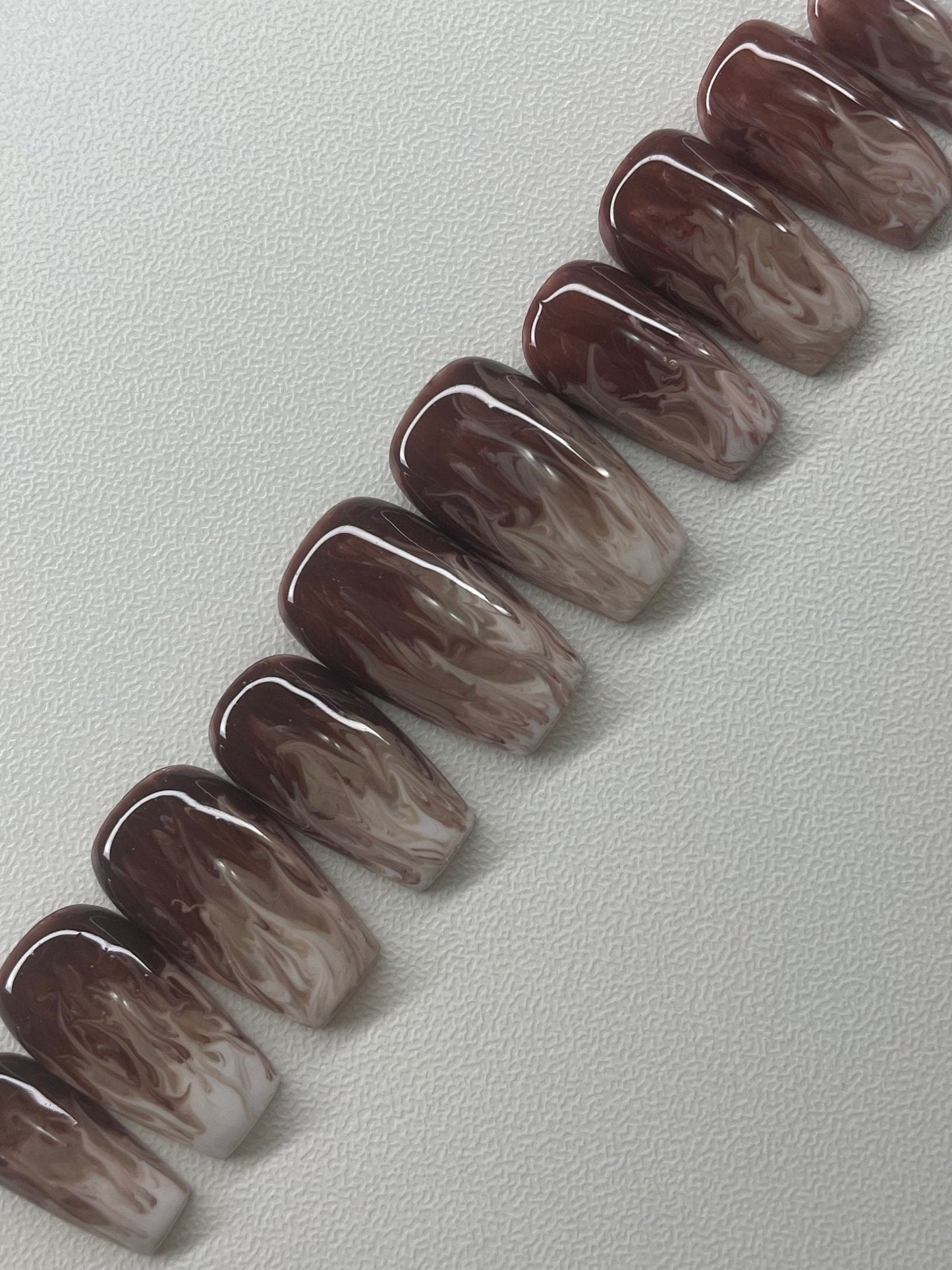 Latte || Luxury Press On Nails | Reusable | Hand Painted | Made by WitchyWonders&Wares