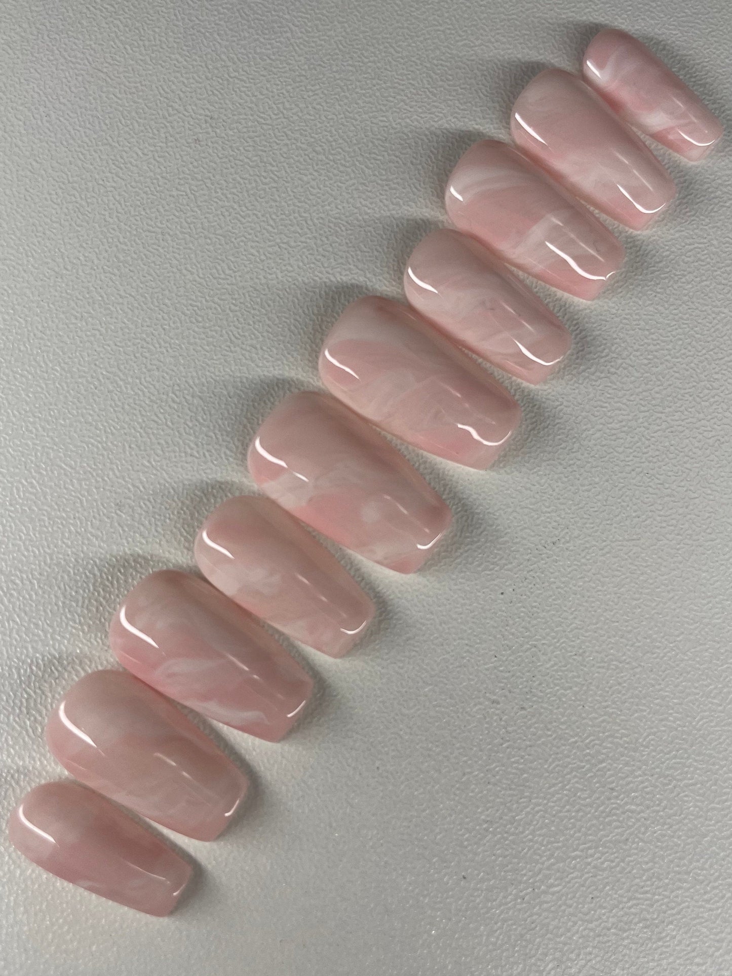 Pink Marble || Crystal Inspired Nails || Luxury Press On Nails | Reusable | Hand Painted | Made by WitchyWonders&Wares
