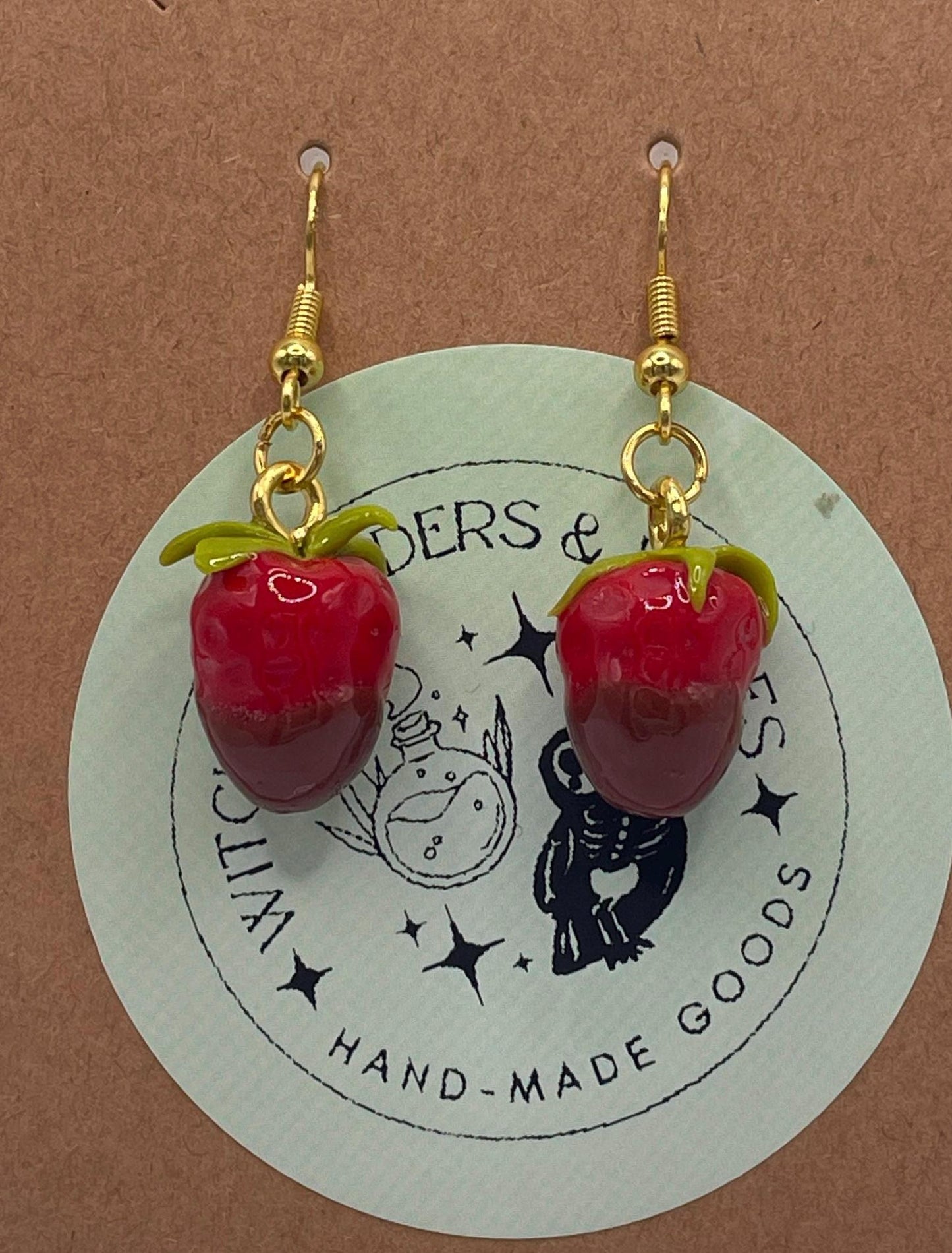 Chocolate Covered Strawberry || Cute/Funny Earrings || Handmade by WitchyWonders&Wares