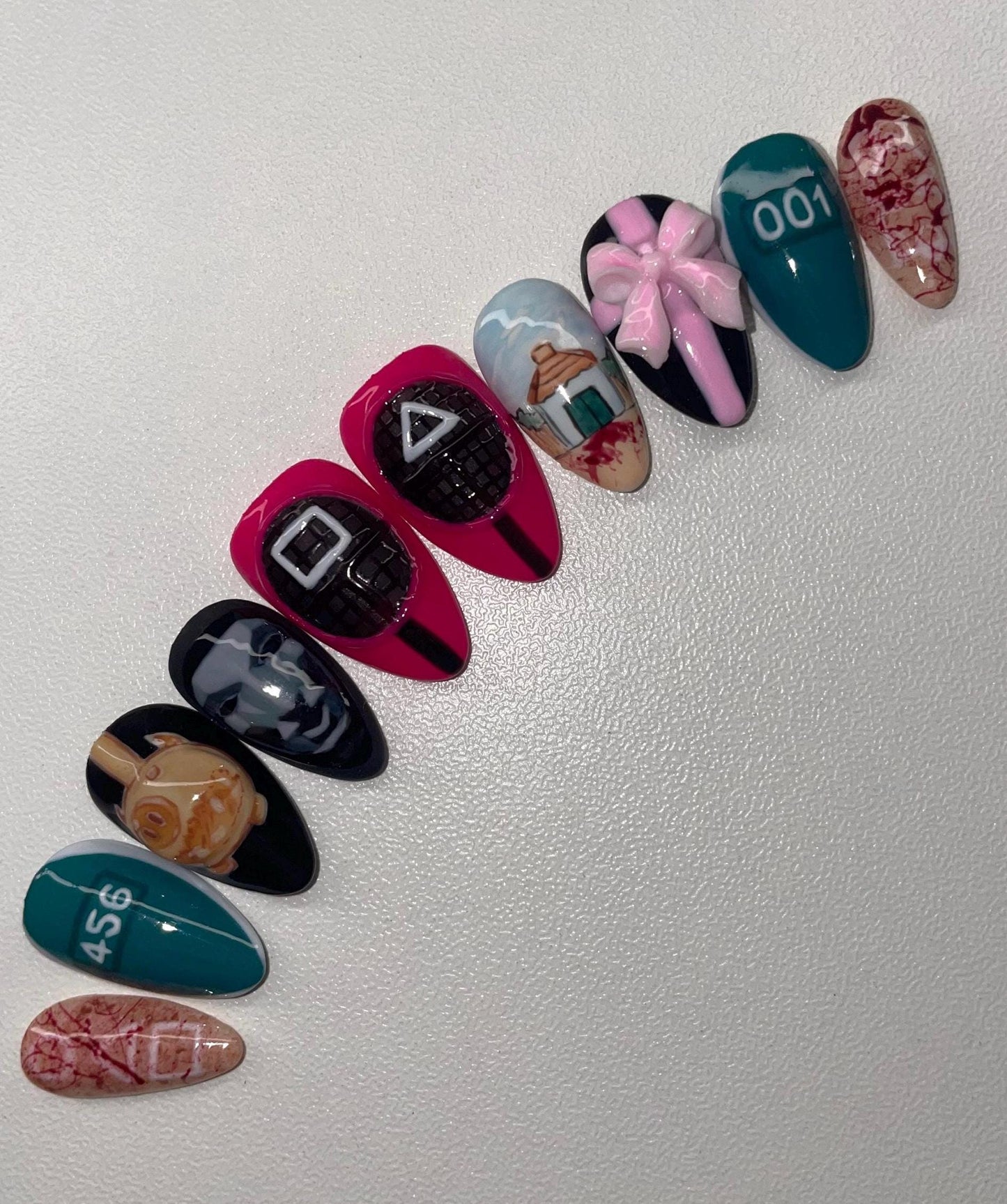 Squid Game 2.0 || Fandom Nails || Luxury Press On Nails | Reusable | Hand Painted | Made by WitchyWonders&Wares
