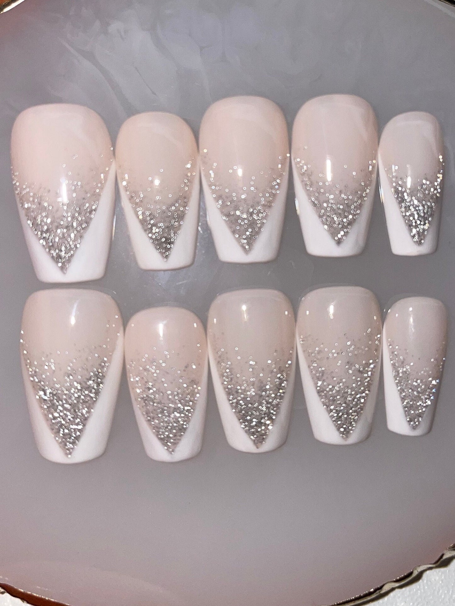 Lux || Wedding Nails || Luxury Press On Nails | Reusable | Hand Painted | Made by WitchyWonders&Wares