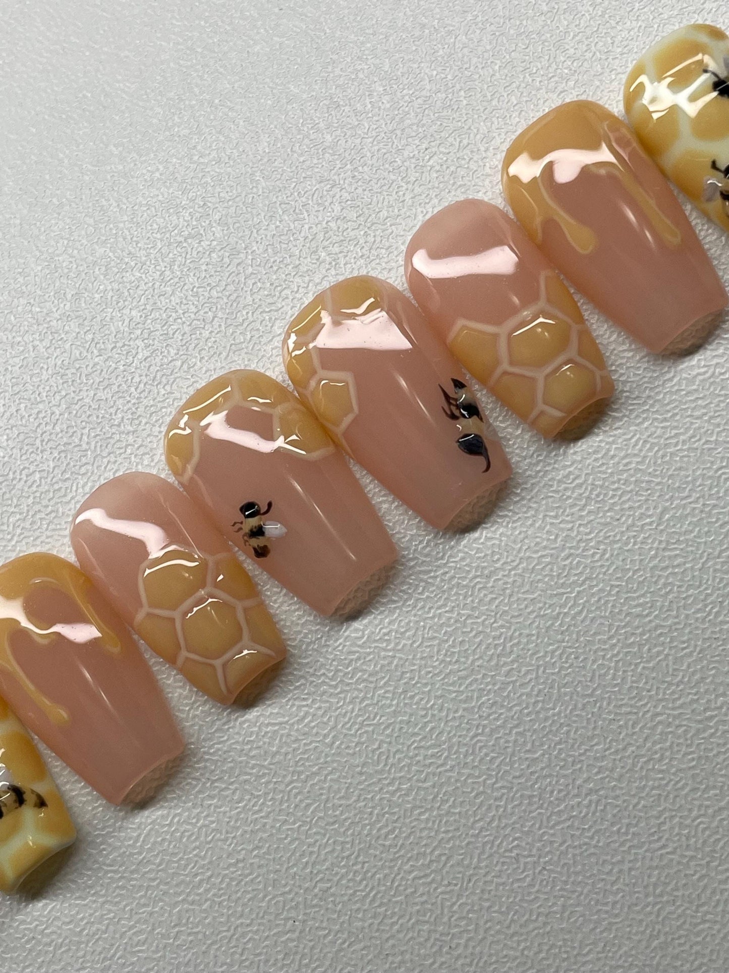 HoneyBee || Spring Nails || Luxury Press On Nails | Reusable | Hand Painted | Made by WitchyWonders&Wares