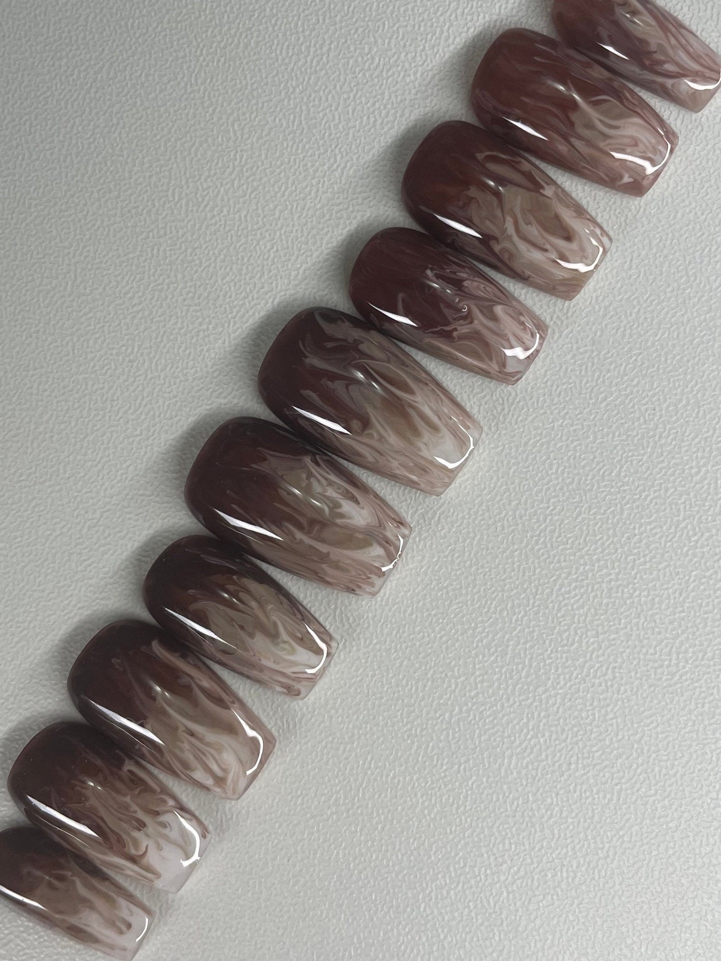 Latte || Luxury Press On Nails | Reusable | Hand Painted | Made by WitchyWonders&Wares