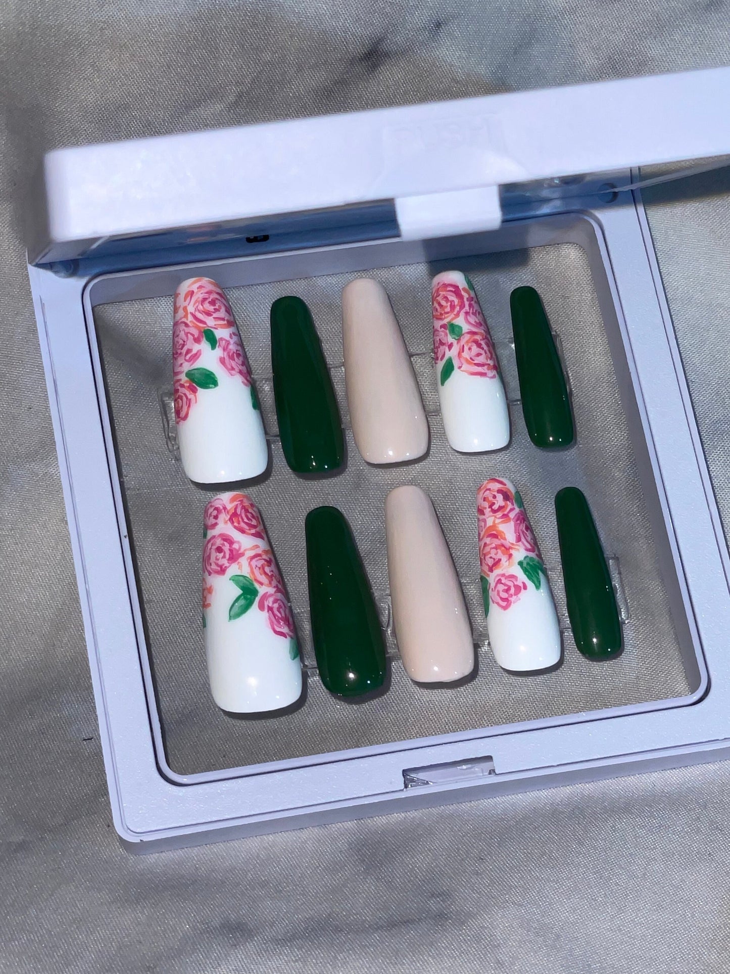 Roses || Luxury Press On Nails | Reusable | Hand Painted | Made by WitchyWonders&Wares