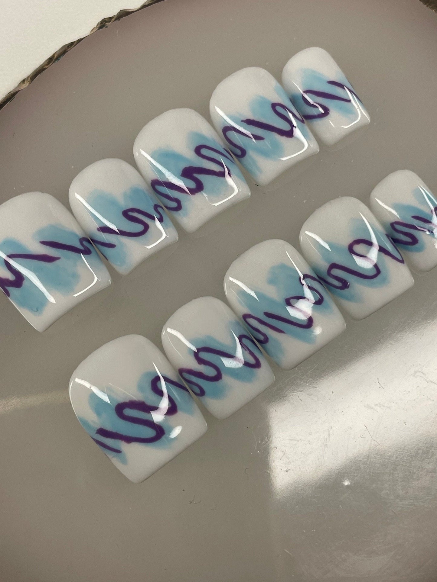 90s Cup || Luxury Press On Nails | Reusable | Hand Painted | Made by WitchyWonders&Wares
