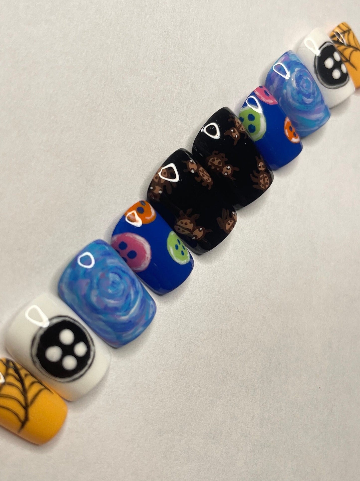 Coraline || Fandom Nails || Luxury Press On Nails | Reusable | Hand Painted | Made by WitchyWonders&Wares