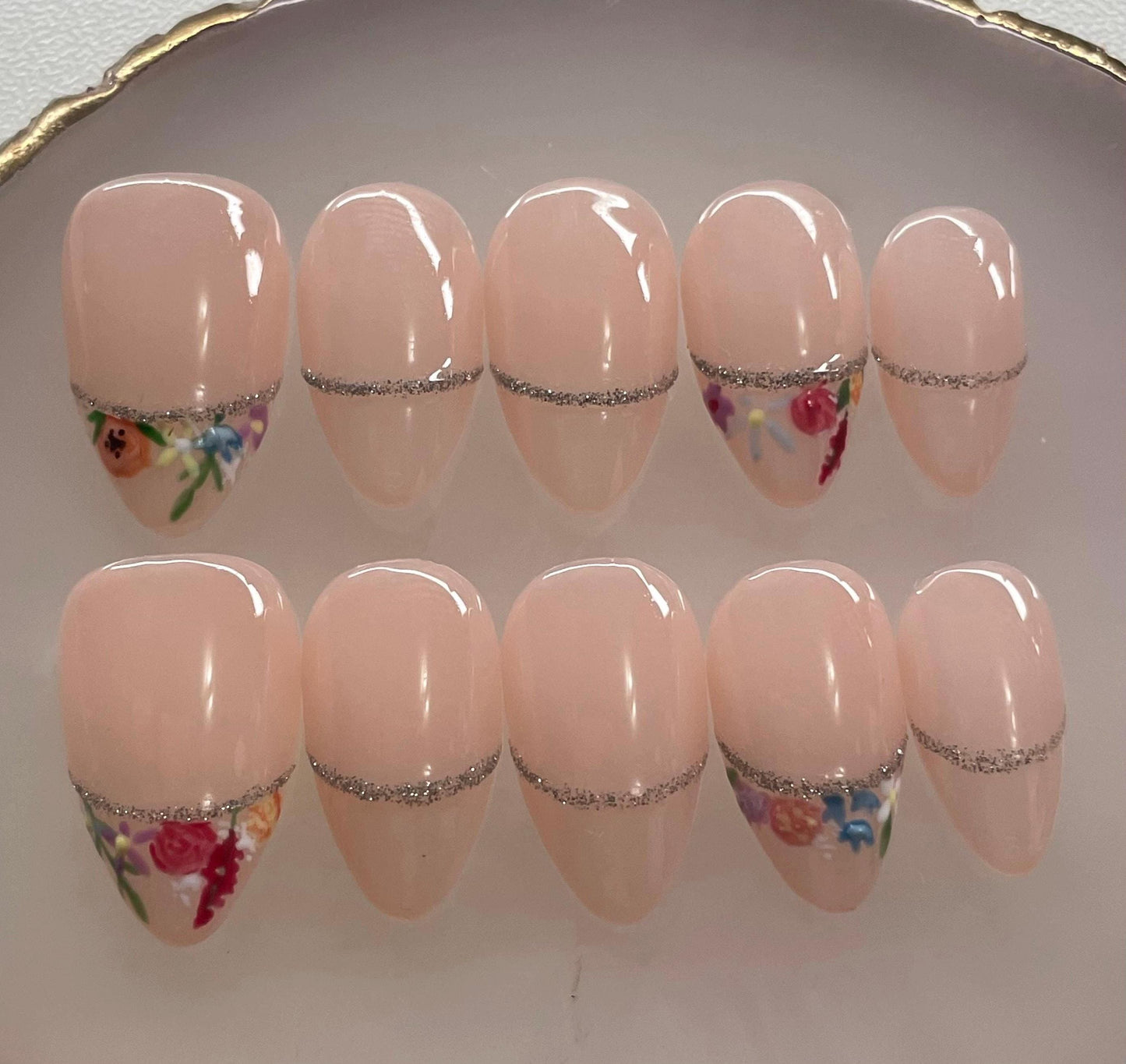 Wildflower || Spring Nails || Luxury Press On Nails | Reusable | Hand Painted | Made by WitchyWonders&Wares
