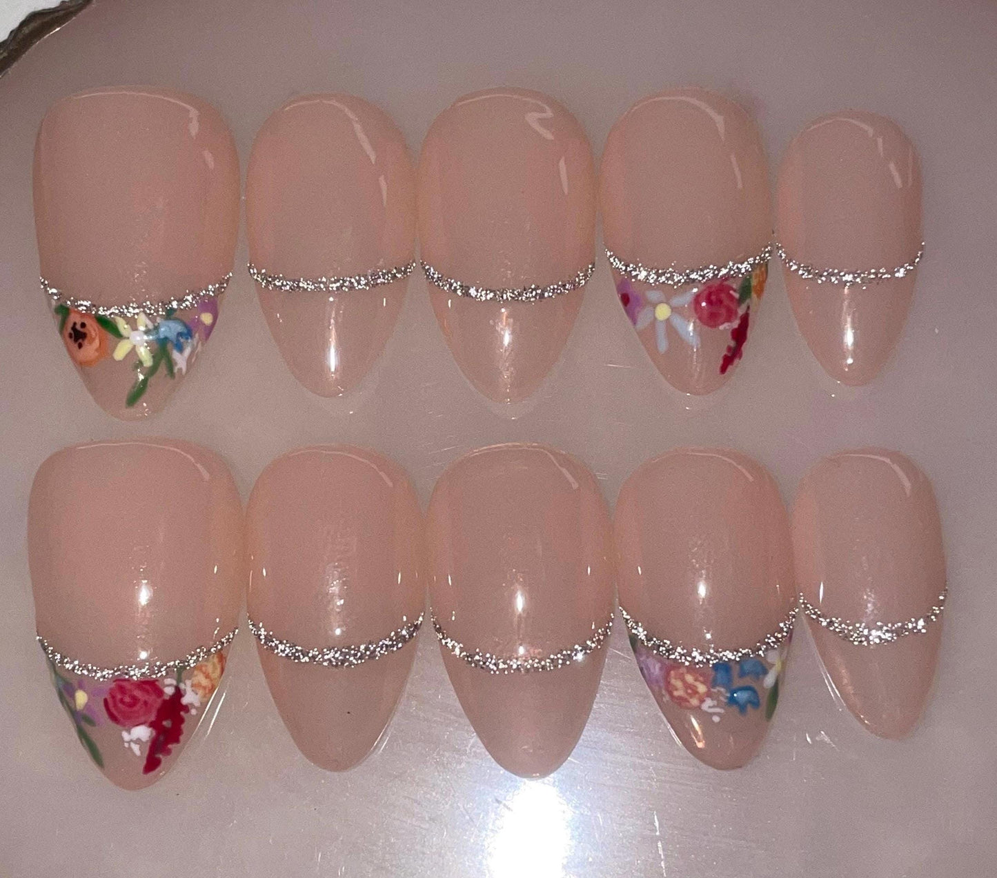 Wildflower || Spring Nails || Luxury Press On Nails | Reusable | Hand Painted | Made by WitchyWonders&Wares