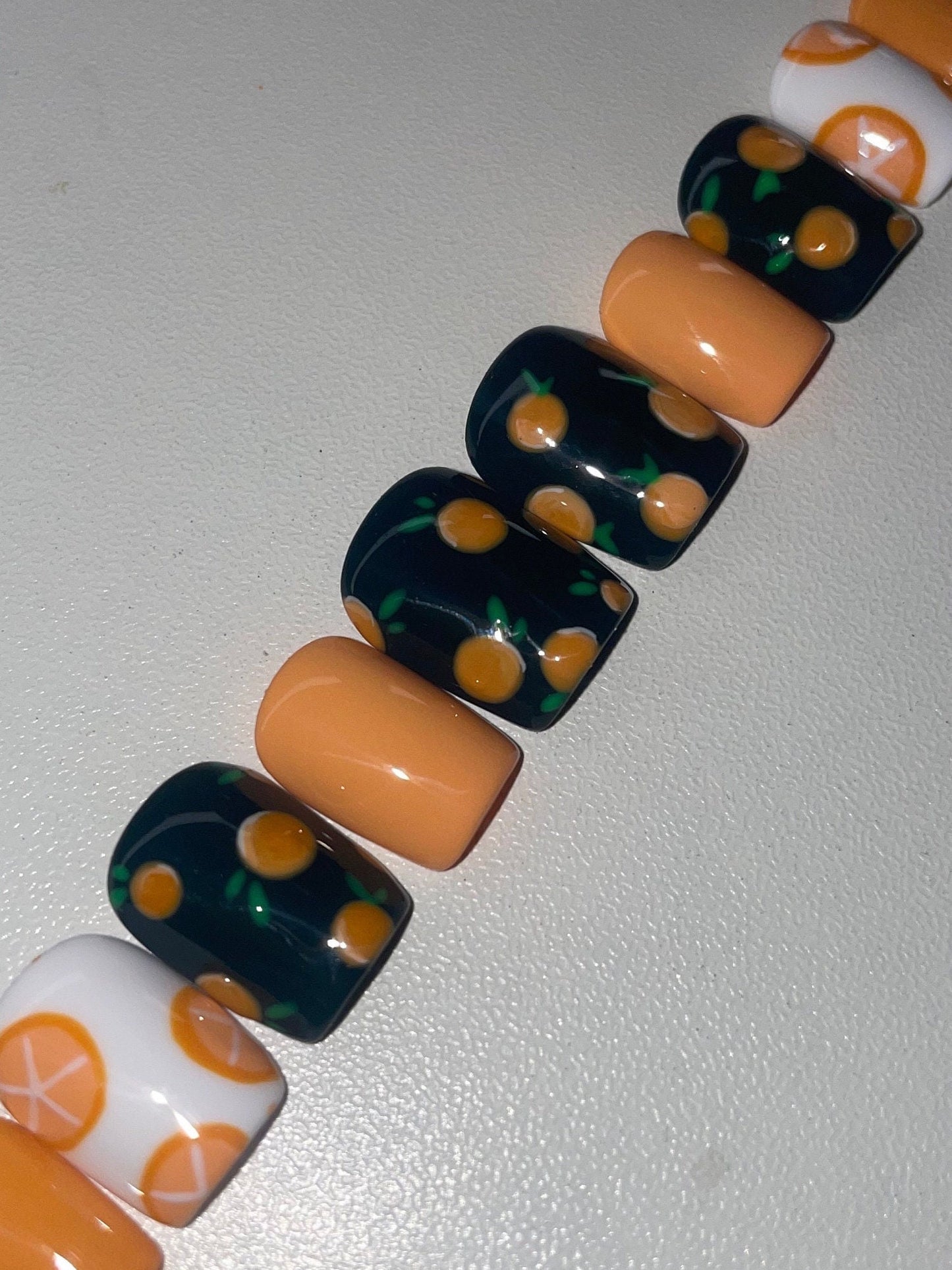 Oranges || Luxury Press On Nails | Reusable | Hand Painted | Made by WitchyWonders&Wares
