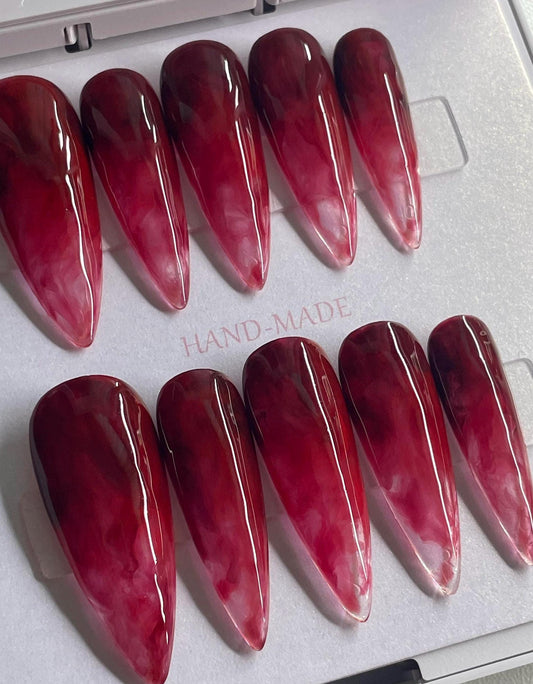 Blood Spill || Halloween Nails || Luxury Press On Nails | Reusable | Hand Painted | Made by WitchyWonders&Wares