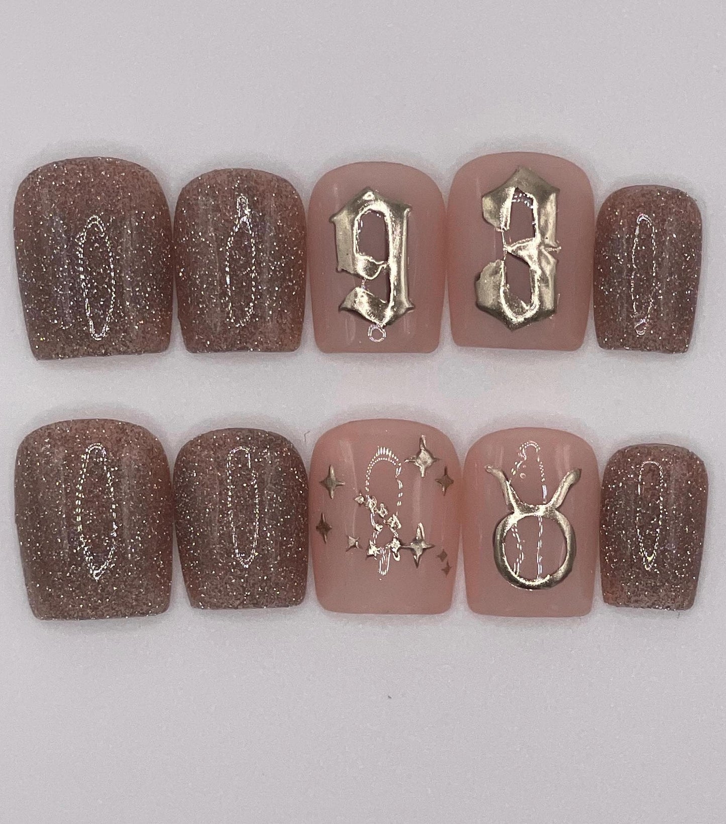 Birthday Nails || Customizable || Luxury Press On Nails | Reusable | Hand Painted | Made by WitchyWonders&Wares