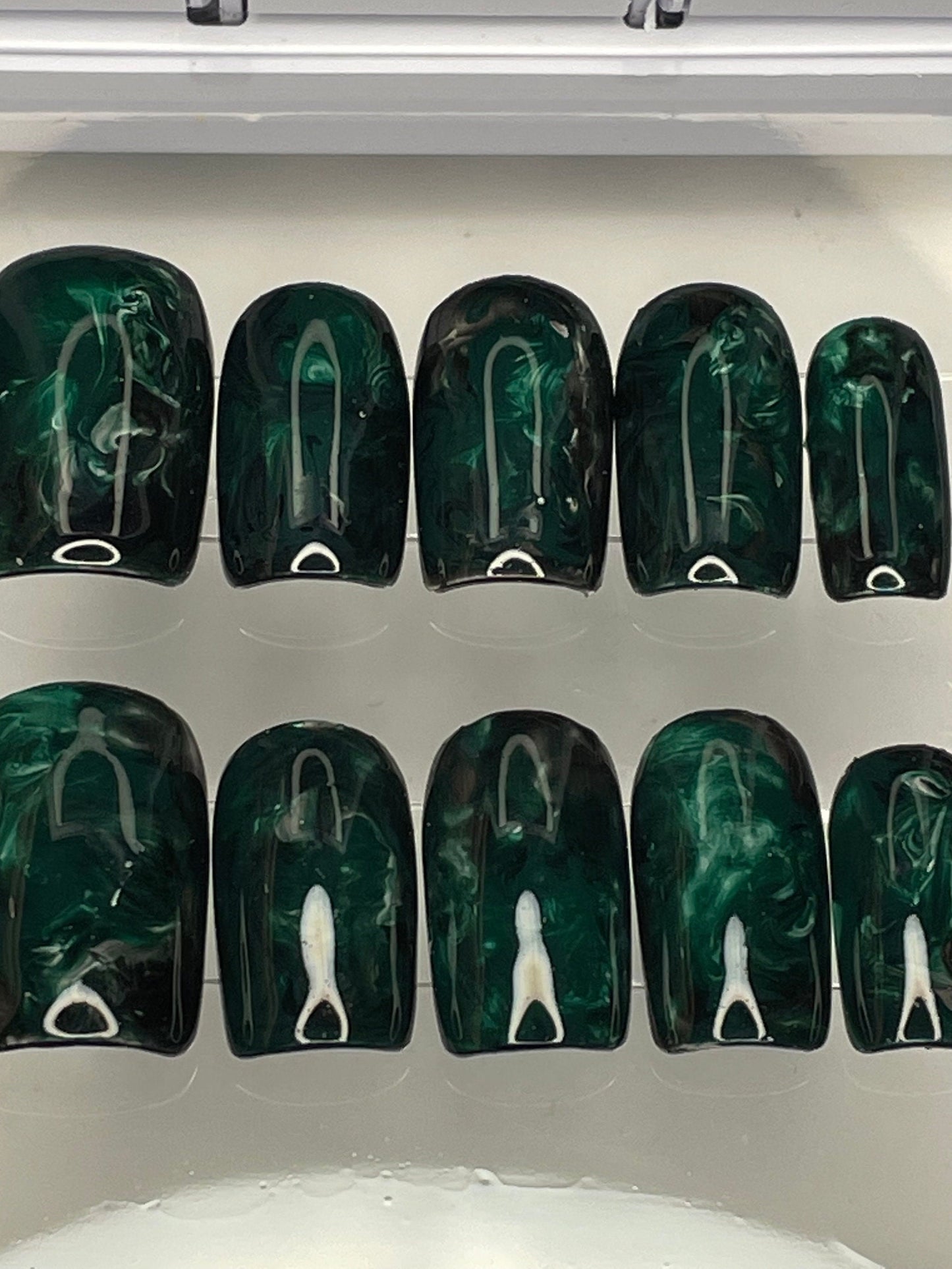 Emerald Haze || Luxury Press On Nails || Hand-Painted|| WitchyWonders&Wares