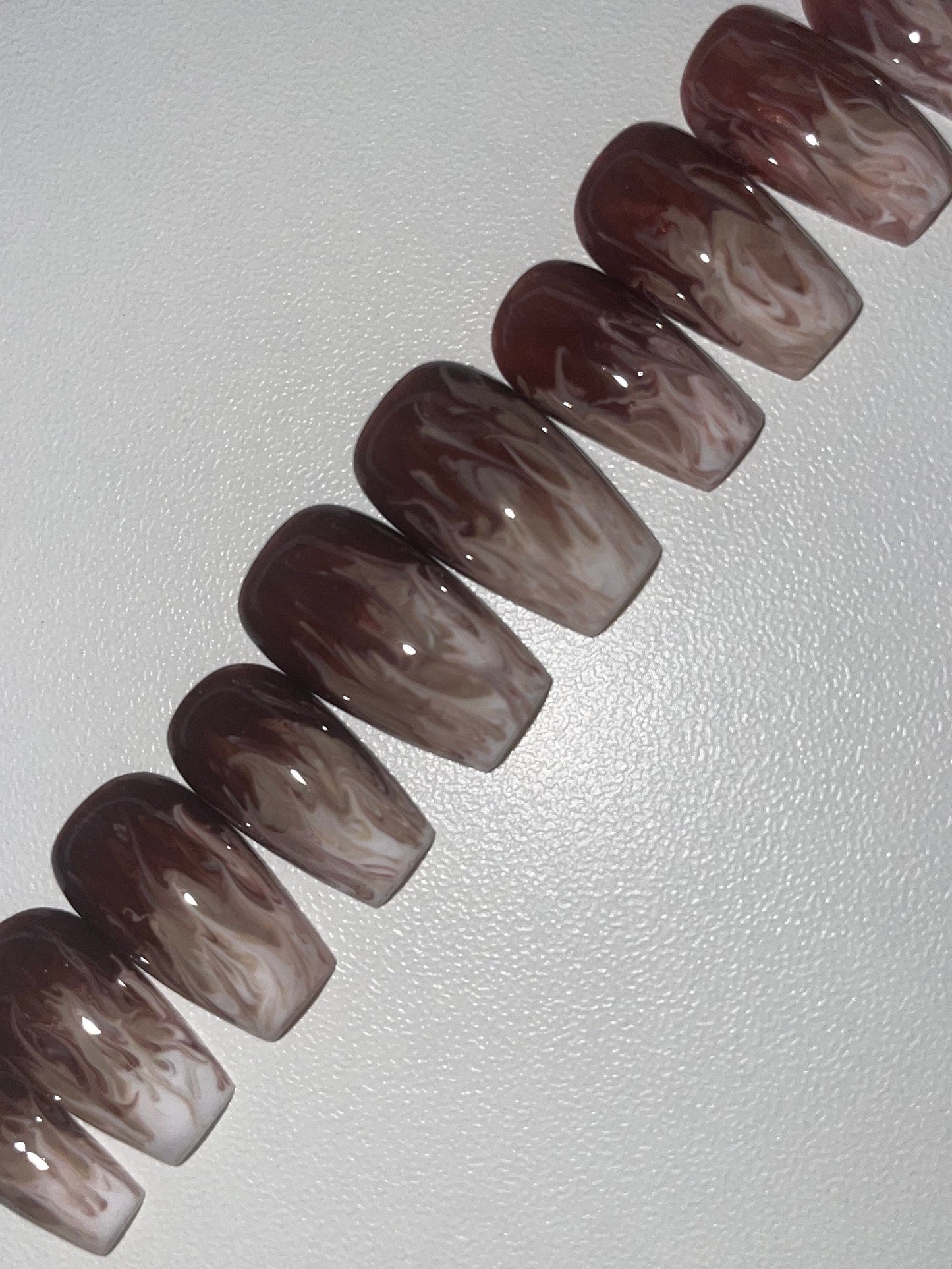 Latte || Luxury Press On Nails | Reusable | Hand Painted | Made by WitchyWonders&Wares