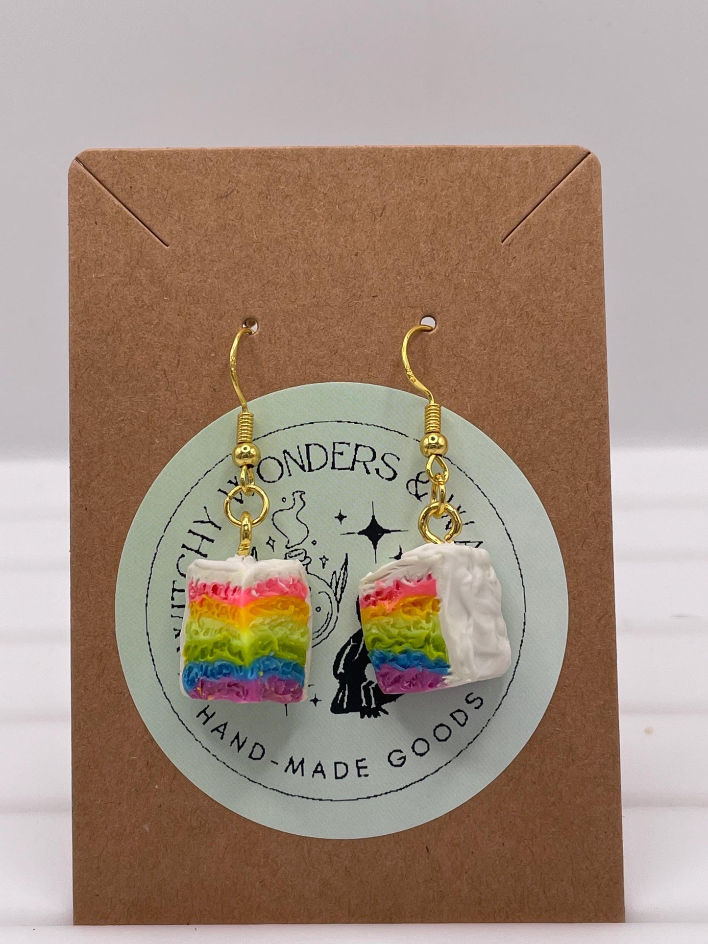 Rainbow Cake Earrings || Pride Earrings || Handmade by WitchyWonders&Wares