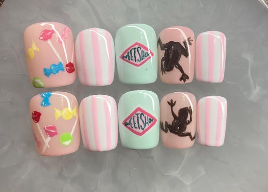 Sweetshop || Fandom Nails || Luxury Press On Nails | Reusable | Hand Painted | Made by WitchyWonders&Wares