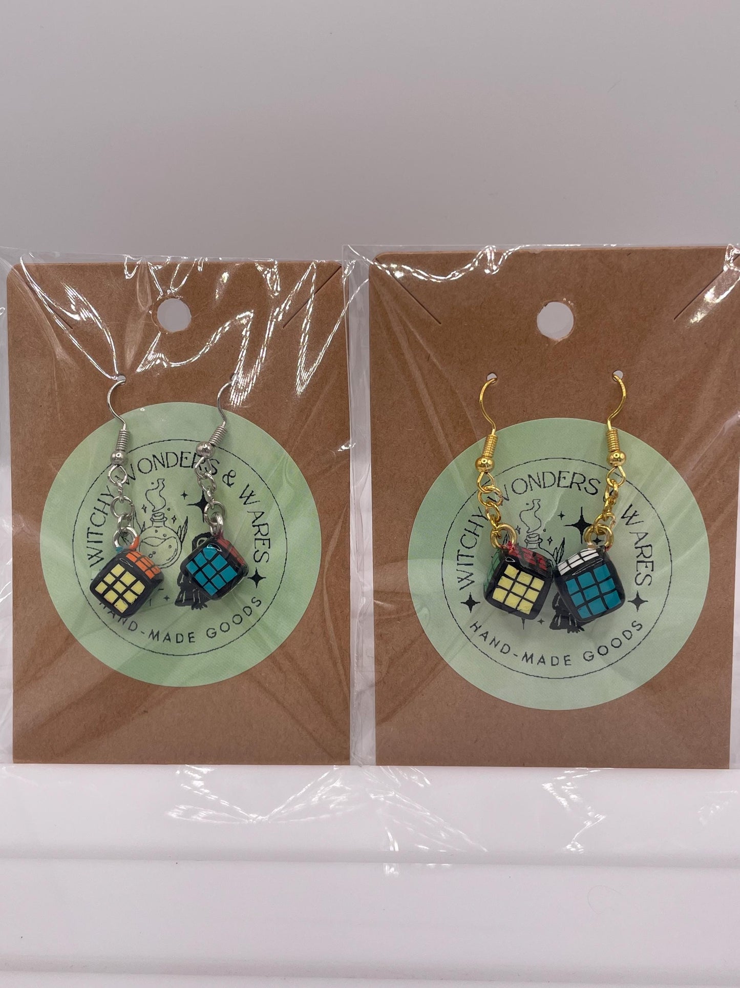 Rubiks Cube Earrings || Cute/Funny Earrings ||  Handmade by WitchyWonders&Wares
