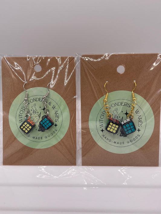 Rubiks Cube Earrings || Cute/Funny Earrings ||  Handmade by WitchyWonders&Wares