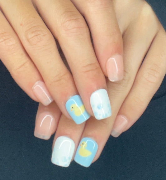 Bubble Bath || Luxury Press On Nails | Reusable | Hand Painted | Made by WitchyWonders&Wares