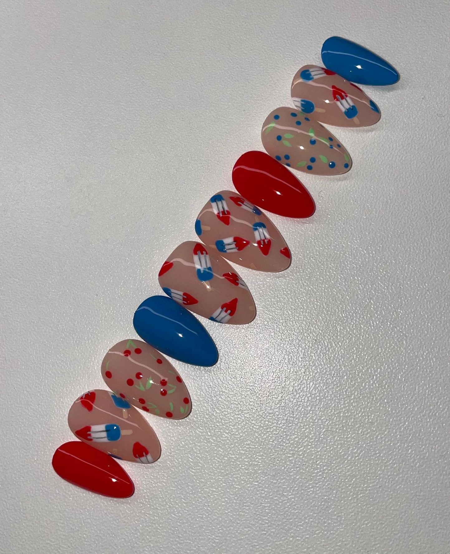 Bombpop || Luxury Press On Nails | Reusable | Hand Painted | Made by WitchyWonders&Wares