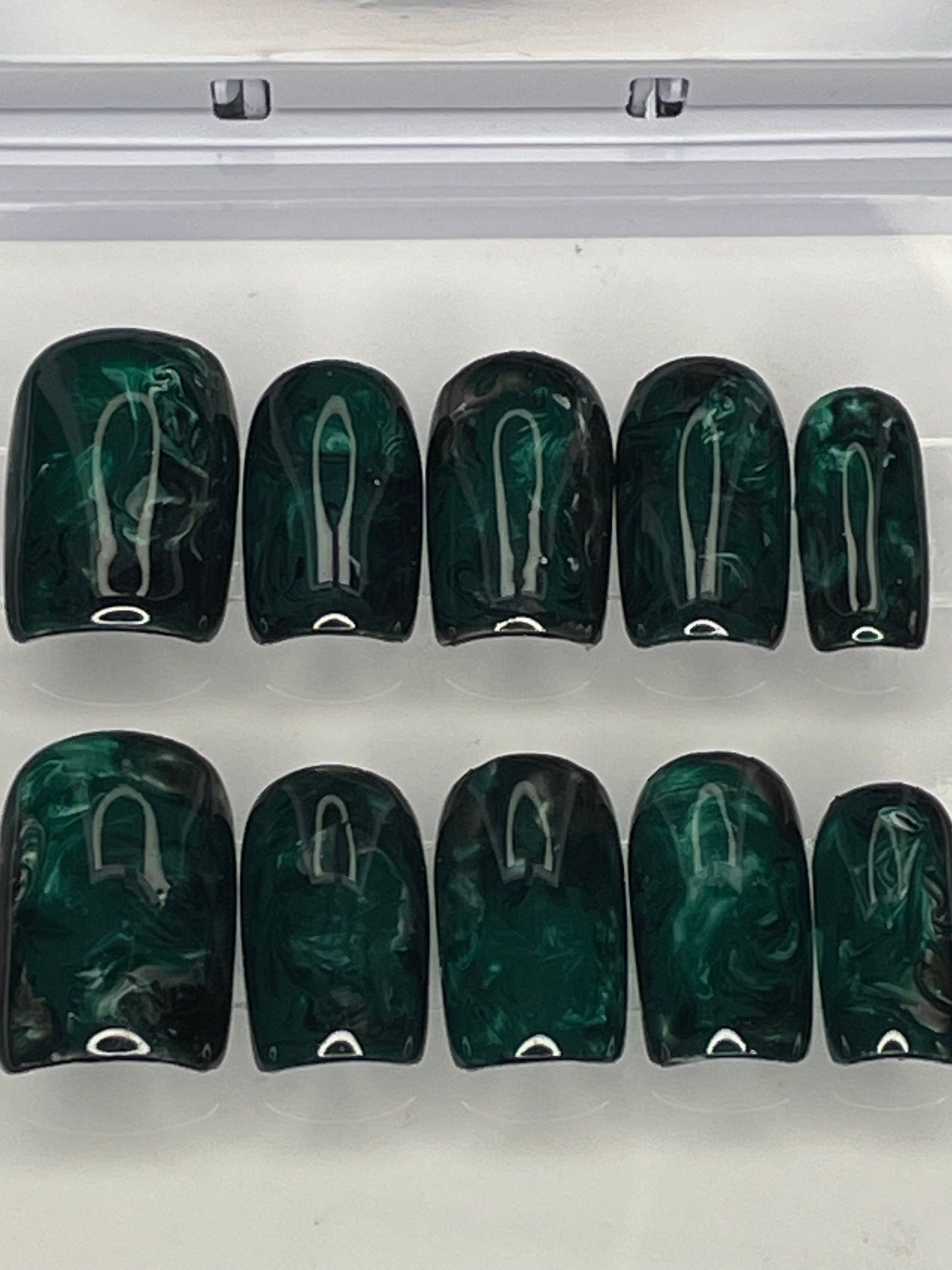 Emerald Haze || Luxury Press On Nails || Hand-Painted|| WitchyWonders&Wares