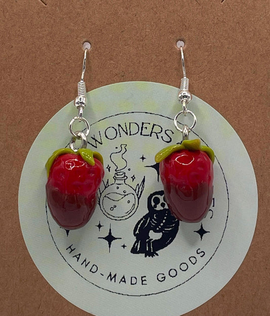 Chocolate Covered Strawberry || Cute/Funny Earrings ||  Handmade by WitchyWonders&Wares