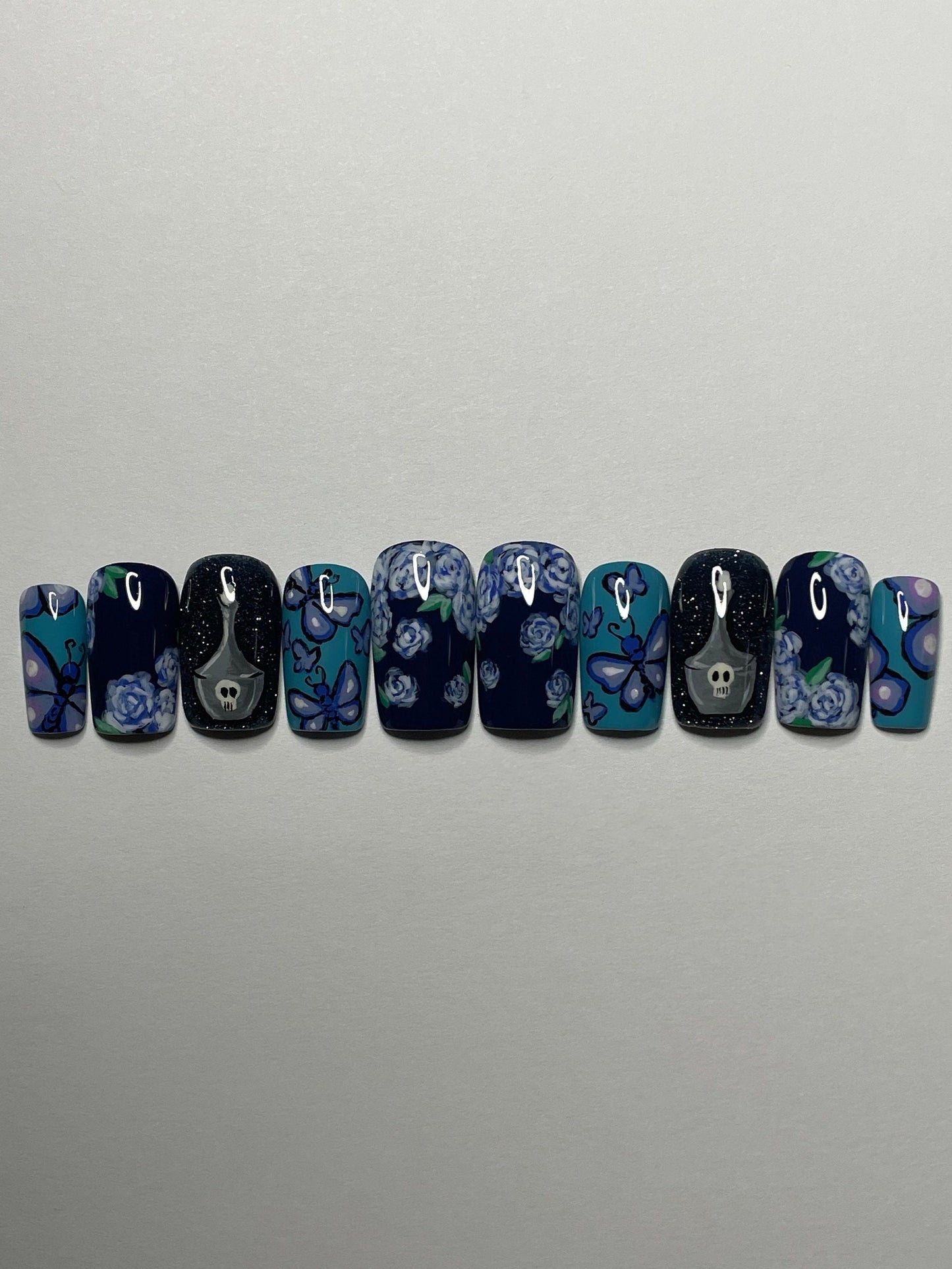 Corpse Bride || Fandom Nails || Luxury Press On Nails | Reusable | Hand Painted | Made by WitchyWonders&Wares