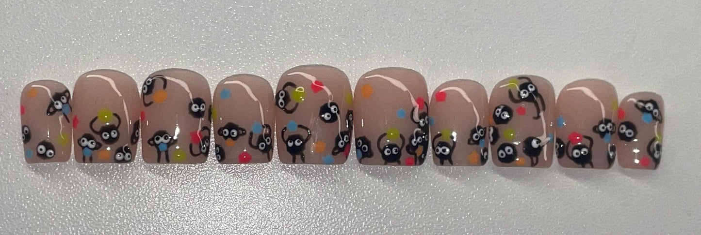 Soot Sprites || Luxury Press On Nails | Reusable | Hand Painted | Made by WitchyWonders&Wares