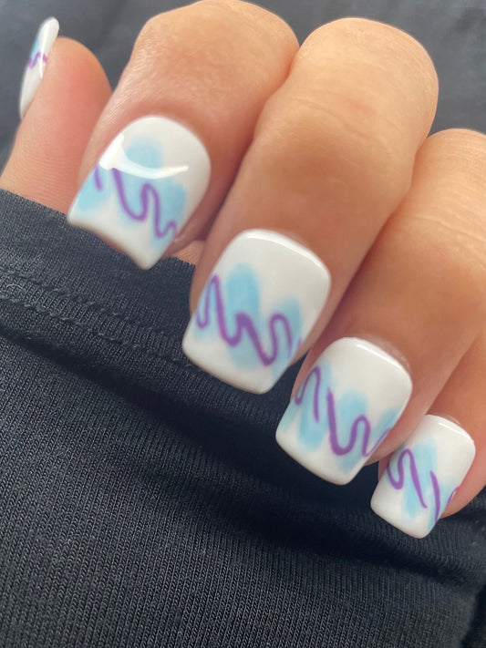 90s Cup || Luxury Press On Nails | Reusable | Hand Painted | Made by WitchyWonders&Wares