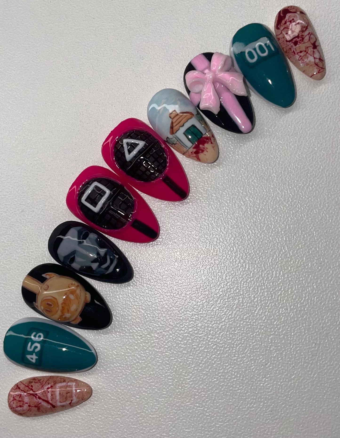 Squid Game 2.0 || Fandom Nails || Luxury Press On Nails | Reusable | Hand Painted | Made by WitchyWonders&Wares