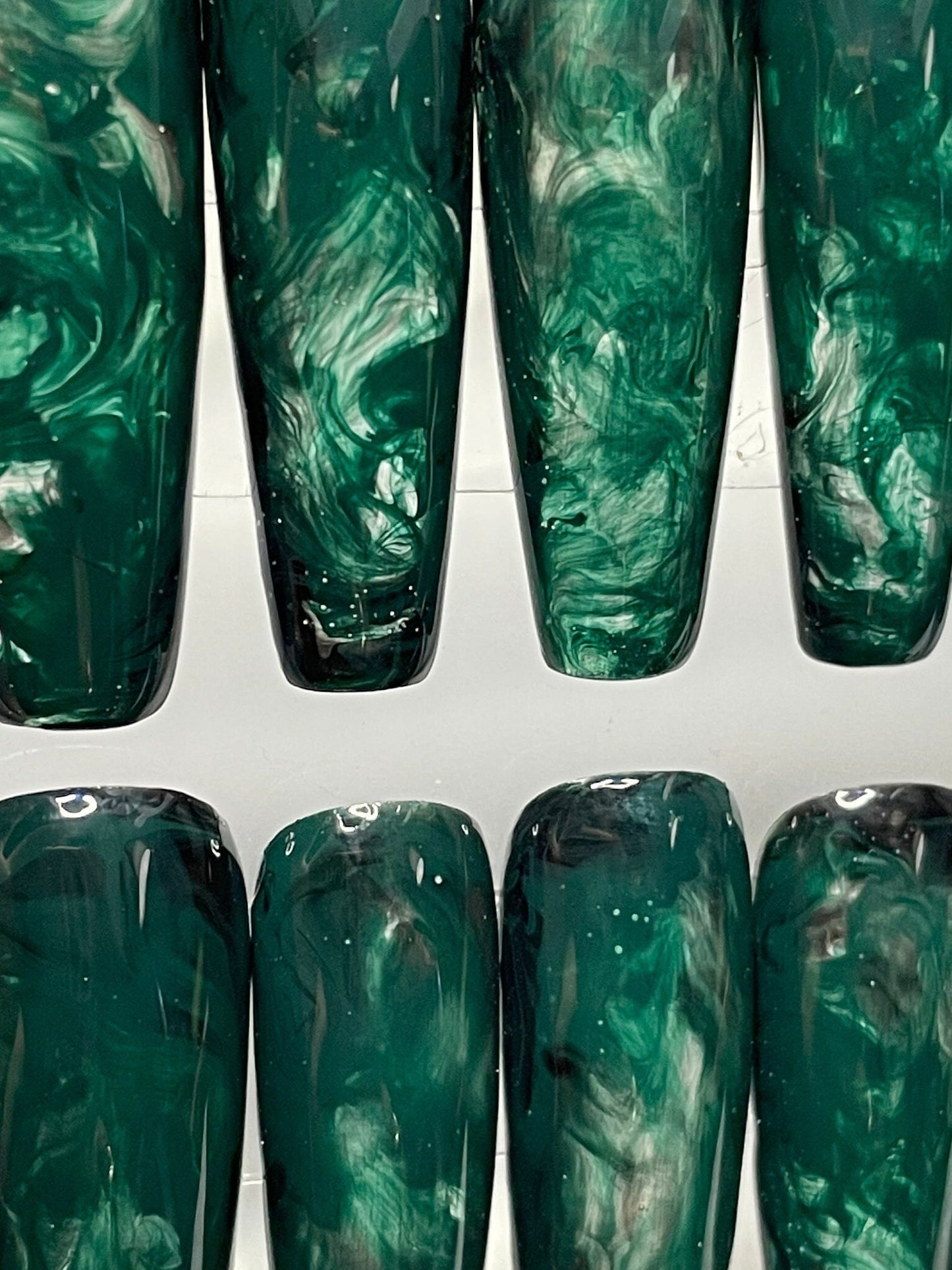 Emerald Haze || Luxury Press On Nails || Hand-Painted|| WitchyWonders&Wares