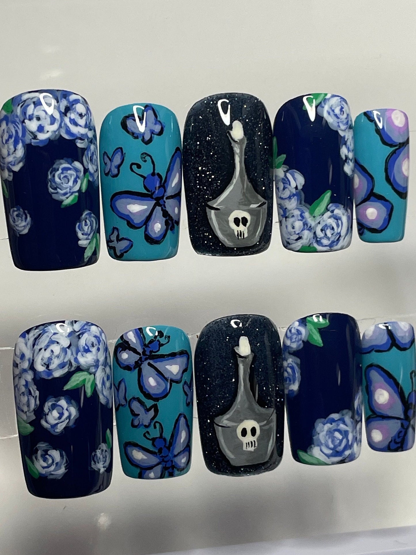 Corpse Bride || Fandom Nails || Luxury Press On Nails | Reusable | Hand Painted | Made by WitchyWonders&Wares