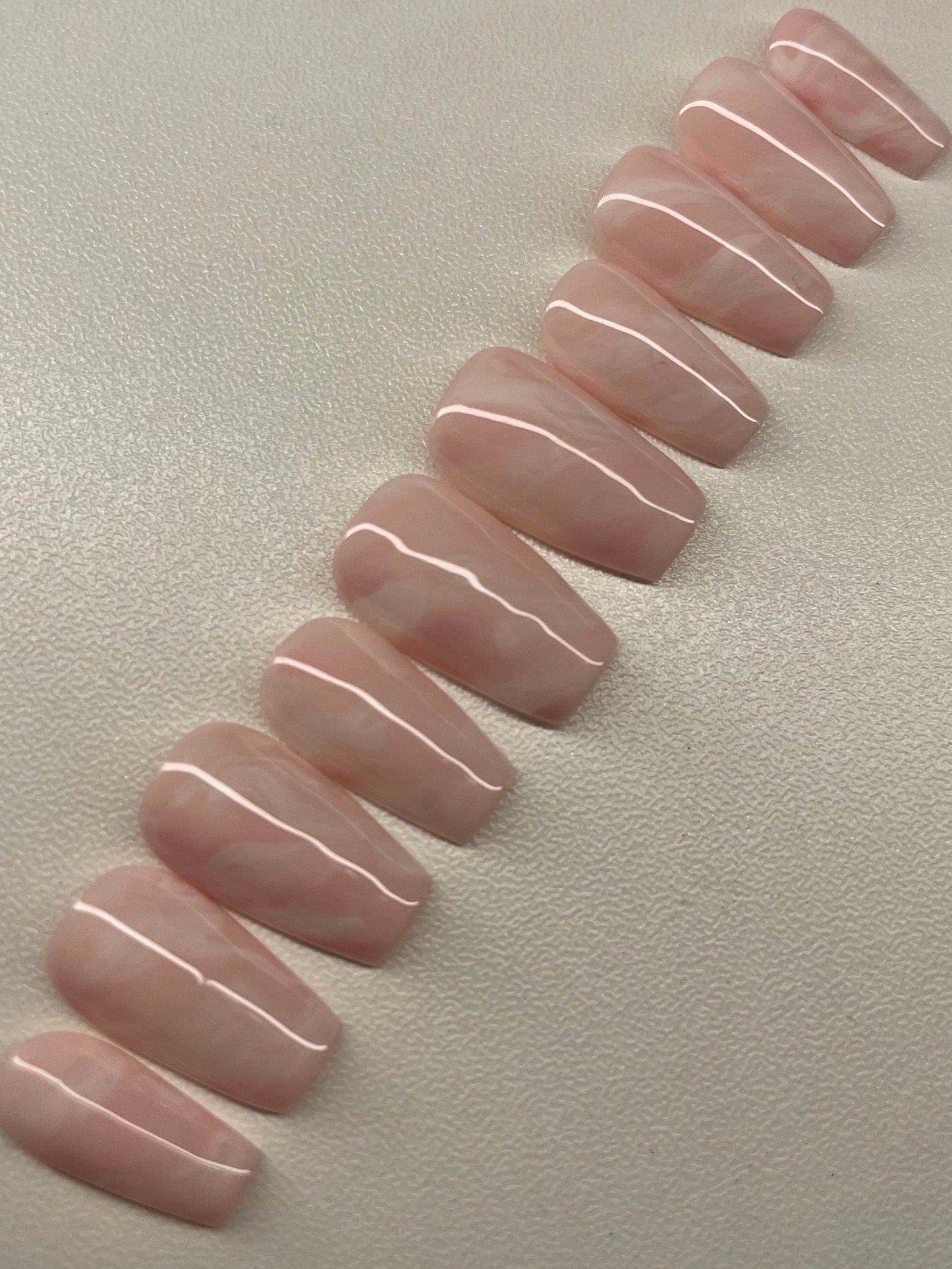 Pink Marble || Crystal Inspired Nails || Luxury Press On Nails | Reusable | Hand Painted | Made by WitchyWonders&Wares