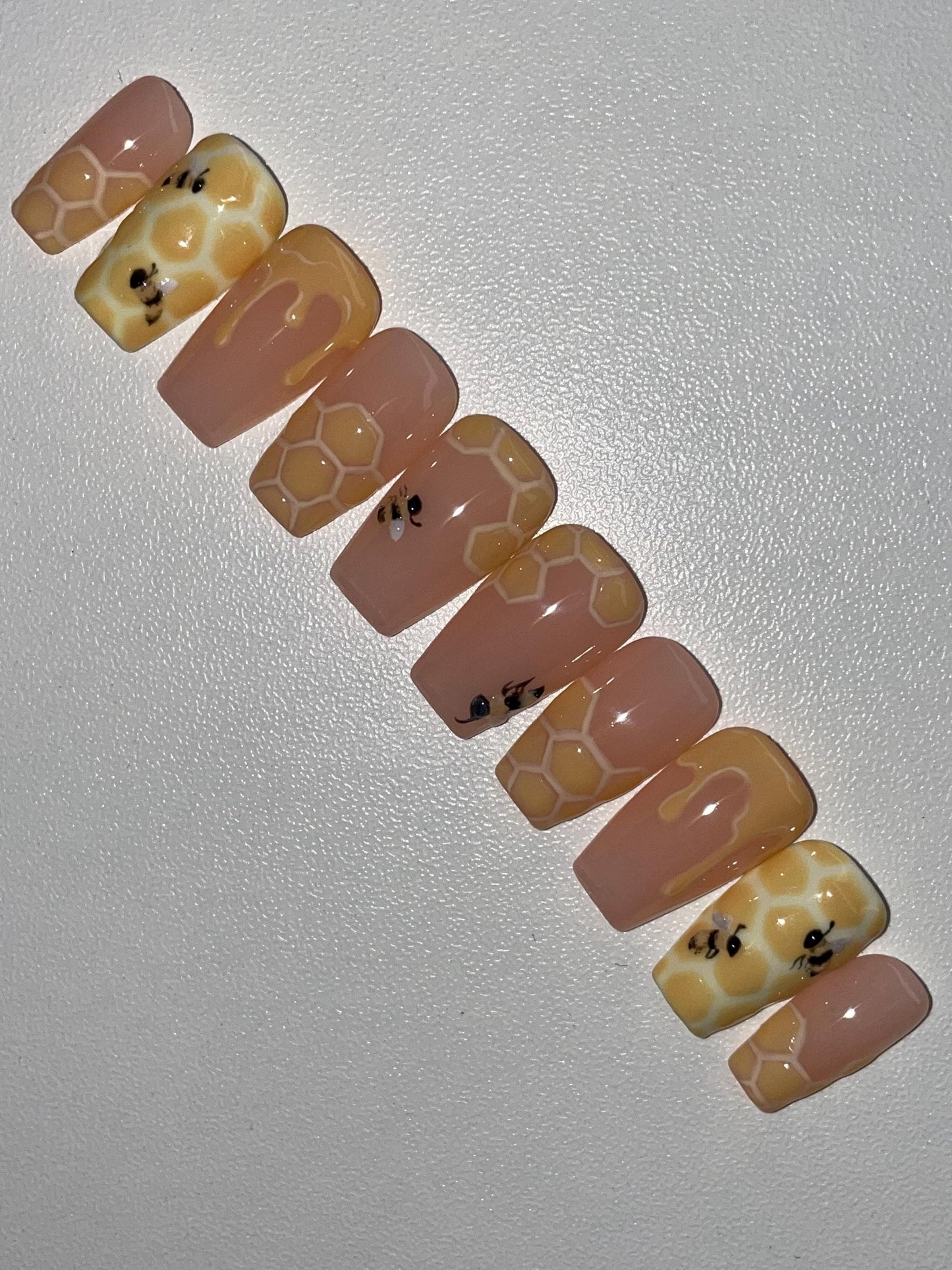 HoneyBee || Spring Nails || Luxury Press On Nails | Reusable | Hand Painted | Made by WitchyWonders&Wares