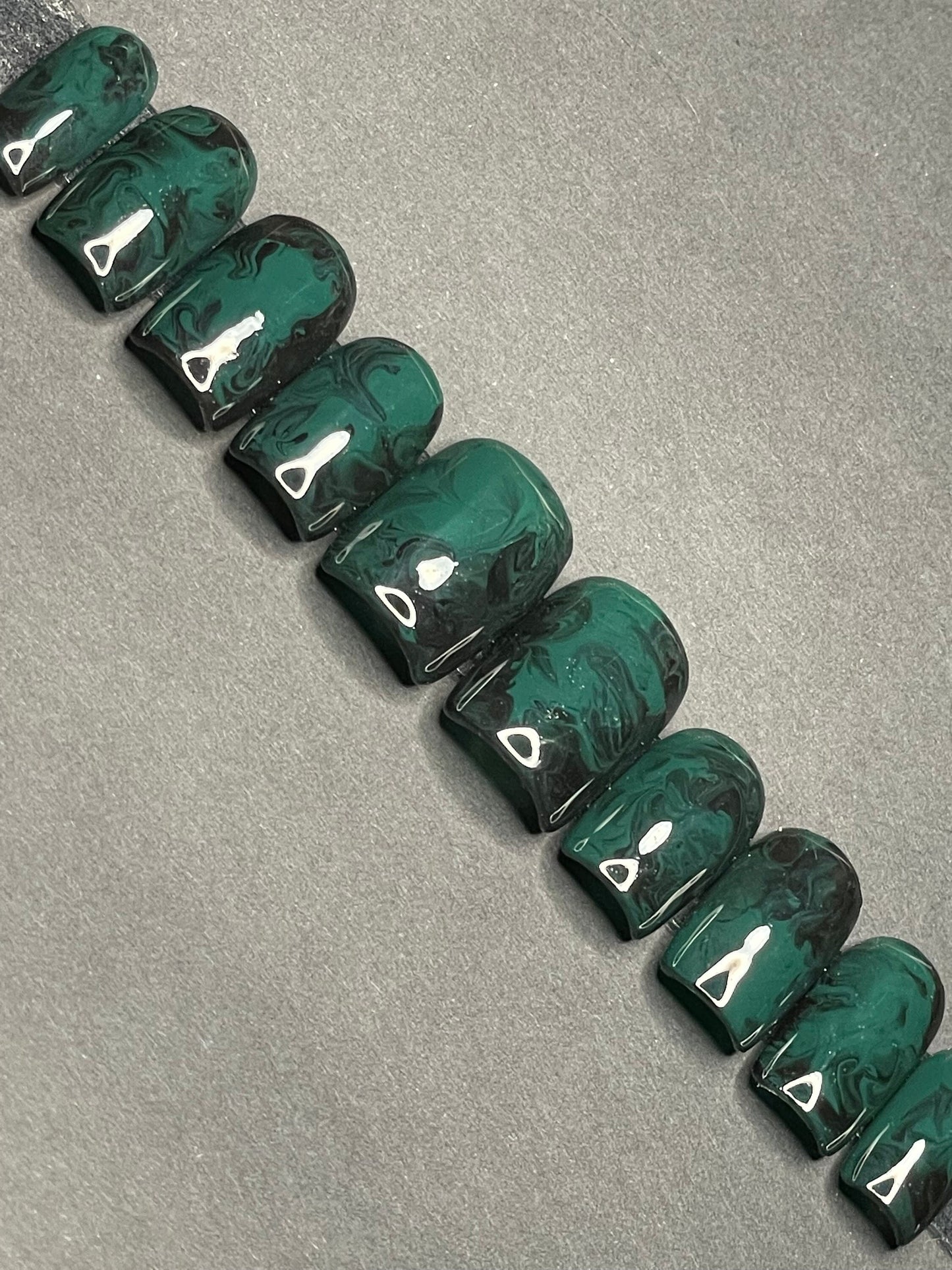 Emerald Haze || Luxury Press On Nails || Hand-Painted|| WitchyWonders&Wares