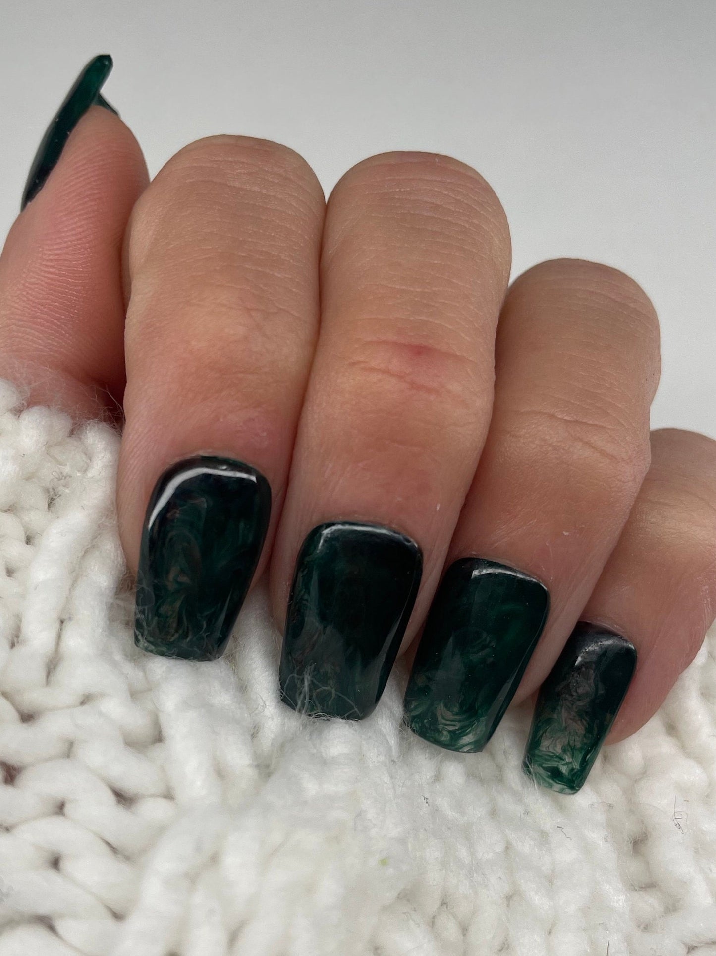 Emerald Haze || Luxury Press On Nails || Hand-Painted|| WitchyWonders&Wares