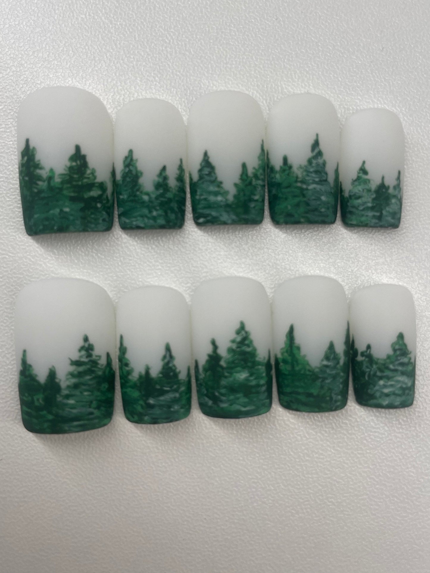 Frosty Woods || Luxury Press On Nails | Reusable | Hand Painted | Made by WitchyWonders&Wares