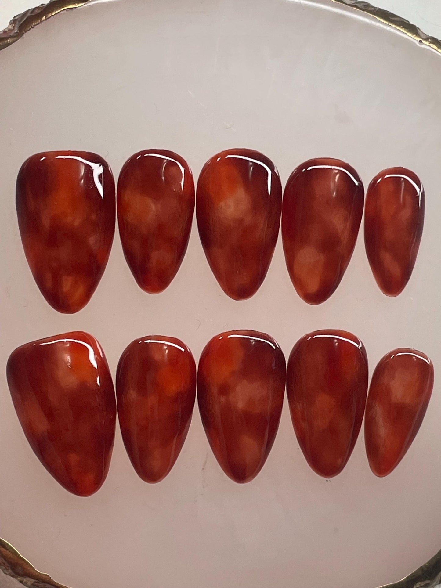 Tortoise Shell || Fall Nails || Luxury Press On Nails | Reusable | Hand Painted | Made by WitchyWonders&Wares