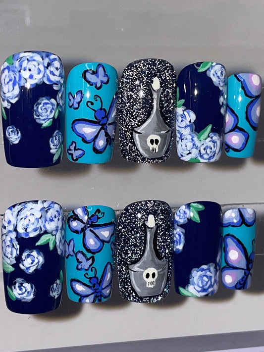 Corpse Bride || Fandom Nails || Luxury Press On Nails | Reusable | Hand Painted | Made by WitchyWonders&Wares